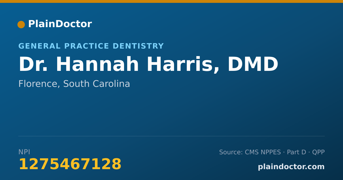 Shareable card for Hannah Harris, DMD - General Practice Dentistry, Florence, SC