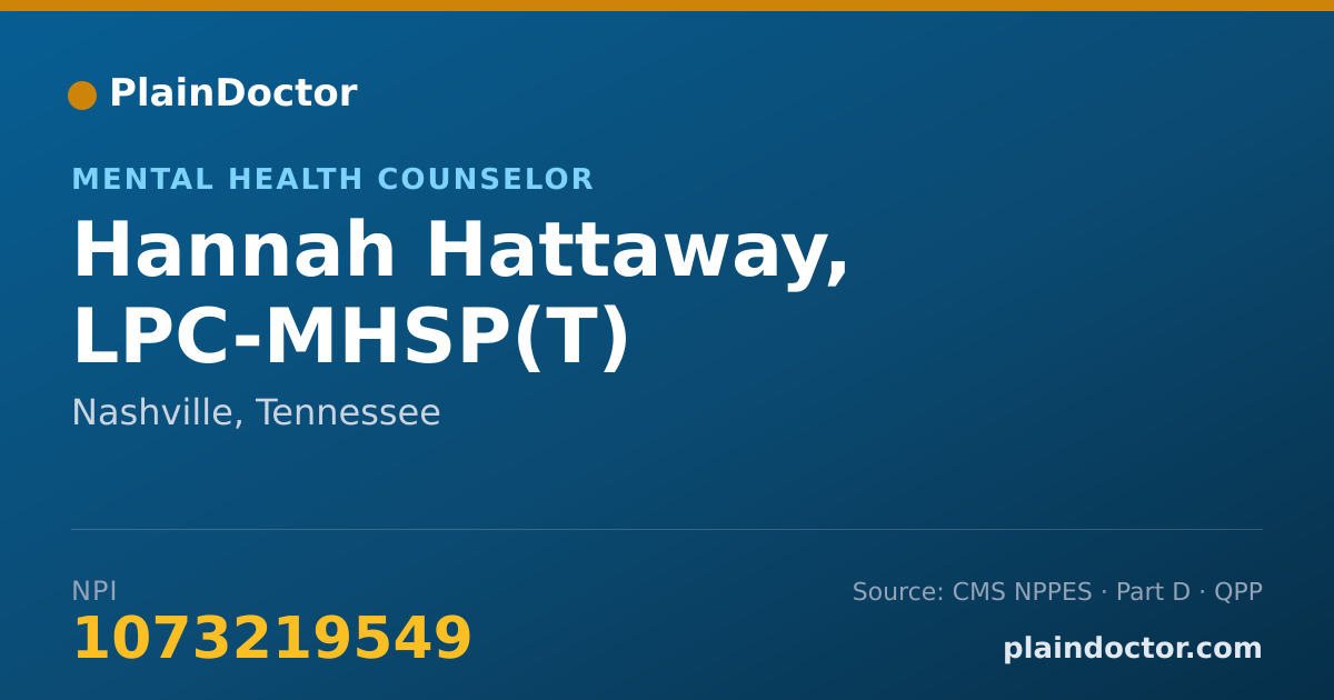 Shareable card for Hannah Hattaway, LPC-MHSP(T) - Mental Health Counselor, Nashville, TN