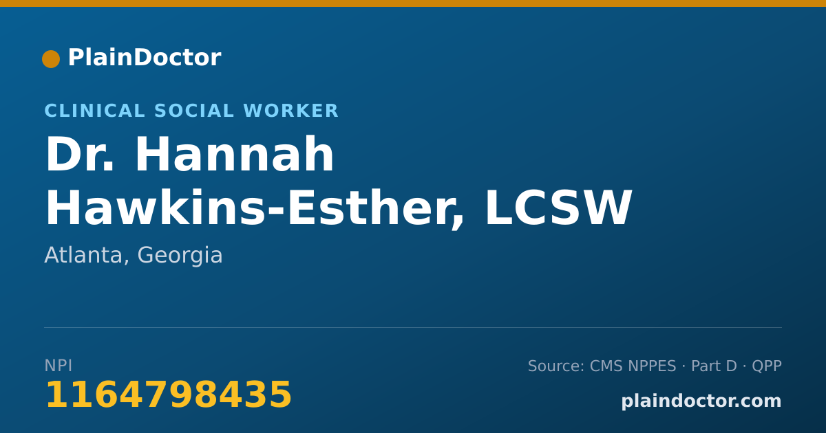 Shareable card for Hannah Hawkins-Esther, LCSW - Clinical Social Worker, Atlanta, GA
