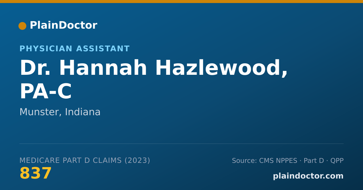 Shareable card for Hannah Hazlewood, PA-C - Physician Assistant, Munster, IN