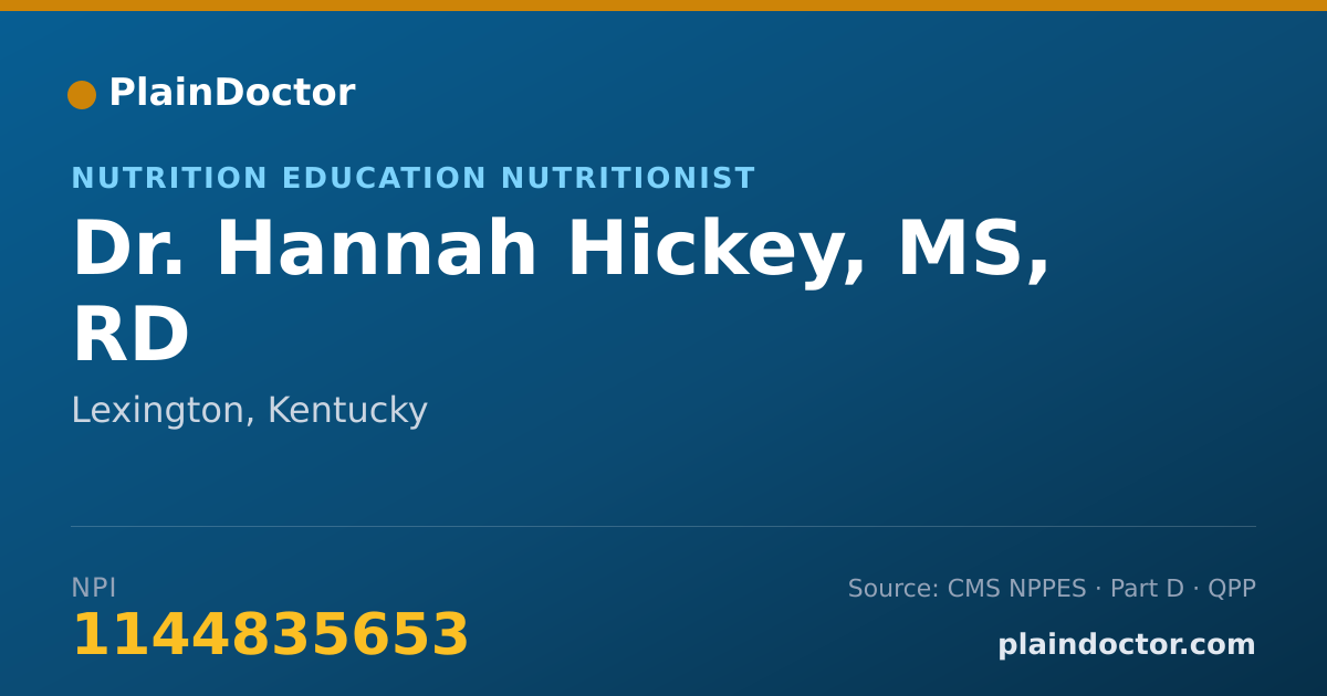Shareable card for Hannah Hickey, MS, RD - Nutrition Education Nutritionist, Lexington, KY