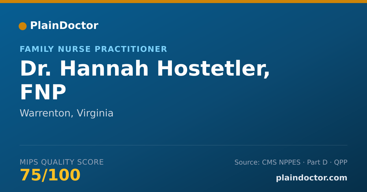Shareable card for Hannah Hostetler, FNP - Family Nurse Practitioner, Warrenton, VA