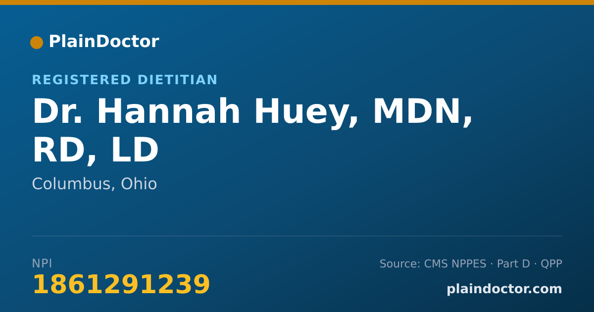 Shareable card for Hannah Huey, MDN, RD, LD - Registered Dietitian, Columbus, OH
