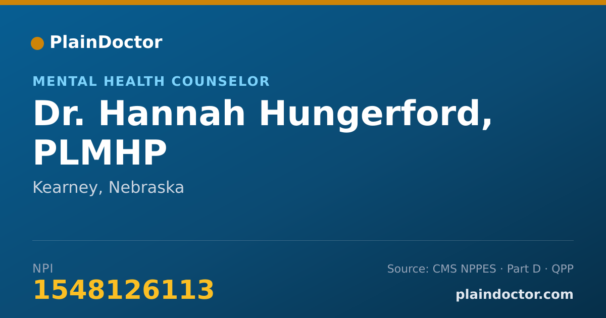 Shareable card for Hannah Hungerford, PLMHP - Mental Health Counselor, Kearney, NE