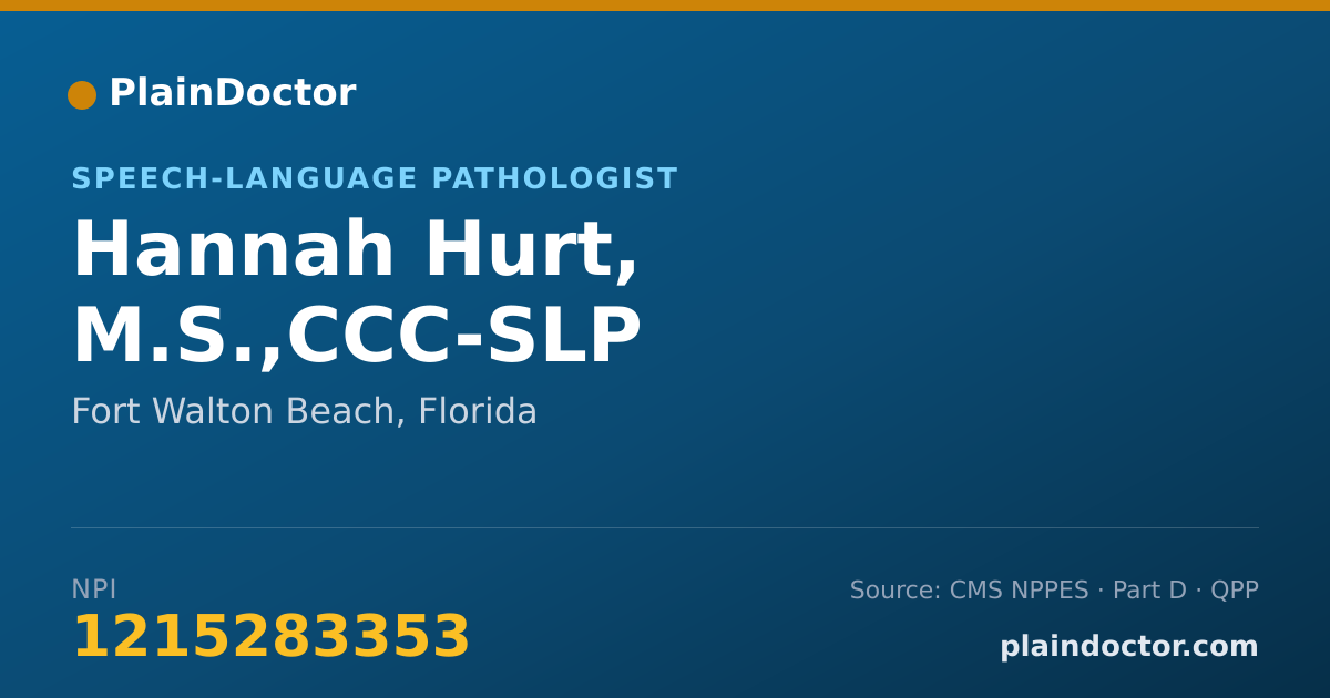 Shareable card for Hannah Hurt, M.S.,CCC-SLP - Speech-Language Pathologist, Fort Walton Beach, FL
