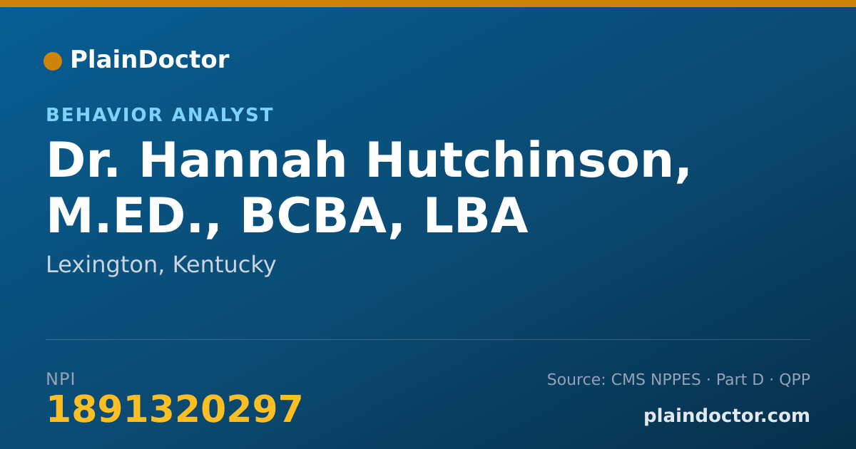 Shareable card for Hannah Hutchinson, M.ED., BCBA, LBA - Behavior Analyst, Lexington, KY