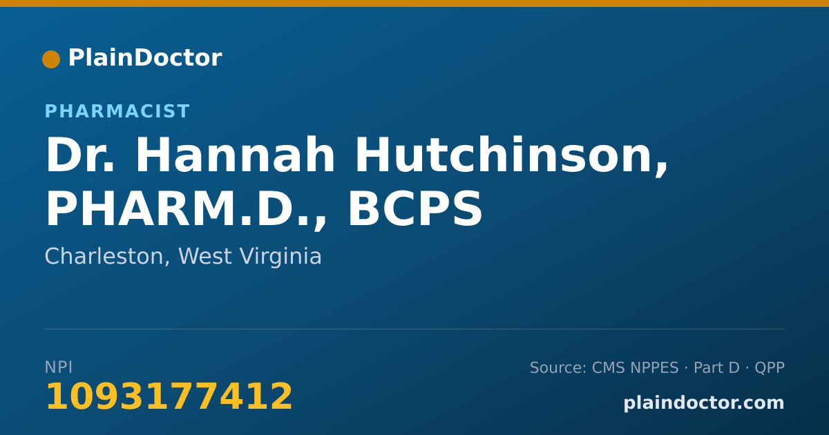 Shareable card for Hannah Hutchinson, PHARM.D., BCPS - Pharmacist, Charleston, WV