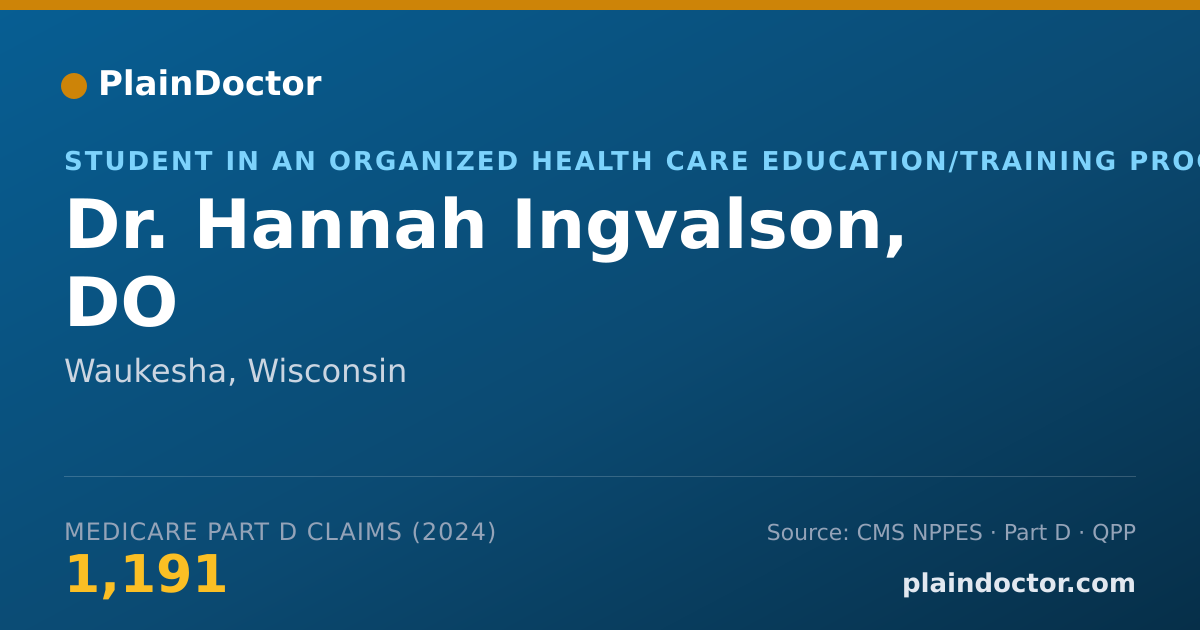 Shareable card for Hannah Ingvalson, DO - Student in an Organized Health Care Education/Training Program, Waukesha, WI