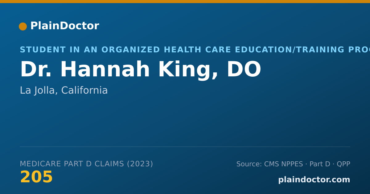 Shareable card for Hannah King, DO - Student in an Organized Health Care Education/Training Program, La Jolla, CA