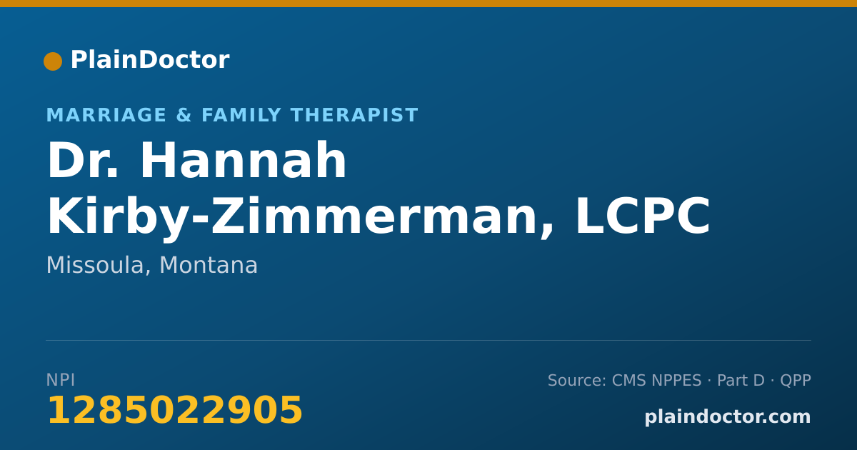Shareable card for Hannah Kirby-Zimmerman, LCPC - Marriage & Family Therapist, Missoula, MT