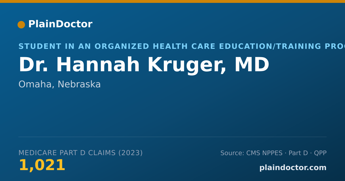 Shareable card for Hannah Kruger, MD - Student in an Organized Health Care Education/Training Program, Omaha, NE