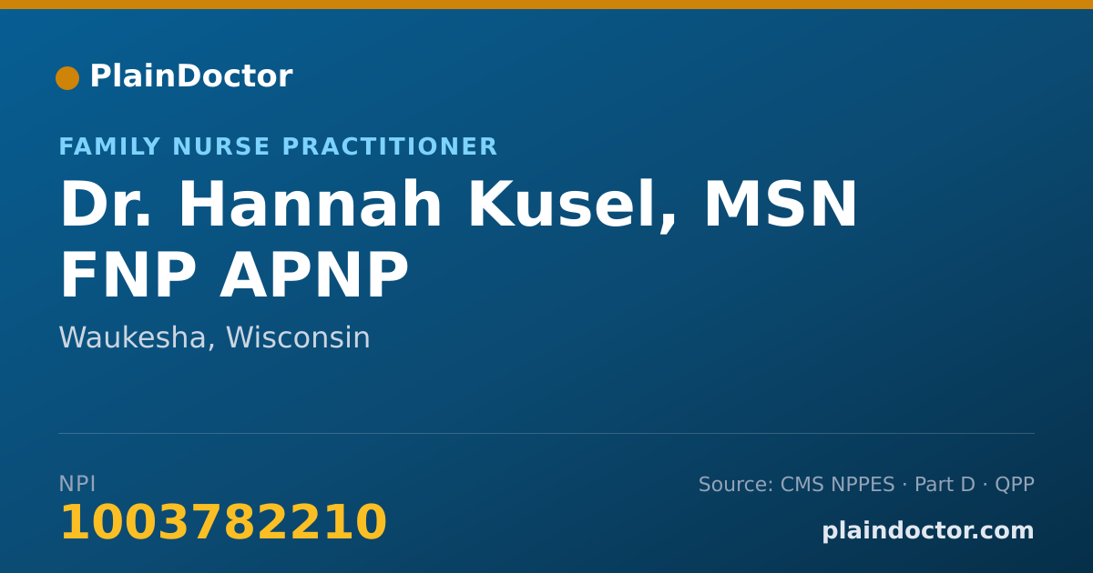 Shareable card for Hannah Kusel, MSN FNP APNP - Family Nurse Practitioner, Waukesha, WI