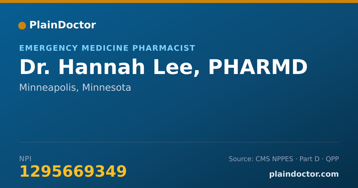 Shareable card for Hannah Lee, PHARMD - Emergency Medicine Pharmacist, Minneapolis, MN