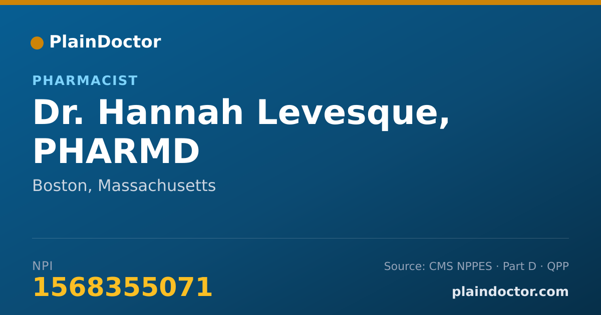 Shareable card for Hannah Levesque, PHARMD - Pharmacist, Boston, MA