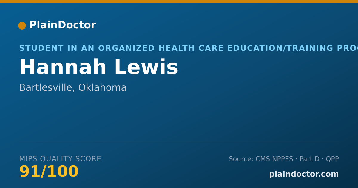 Shareable card for Hannah Lewis - Student in an Organized Health Care Education/Training Program, Bartlesville, OK