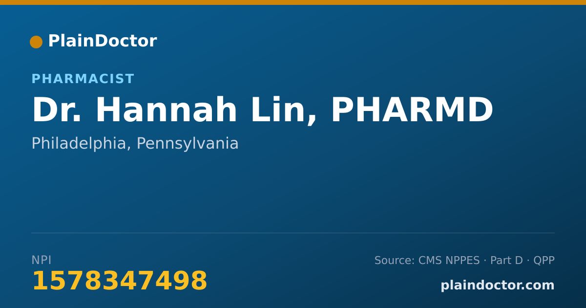 Shareable card for Hannah Lin, PHARMD - Pharmacist, Philadelphia, PA