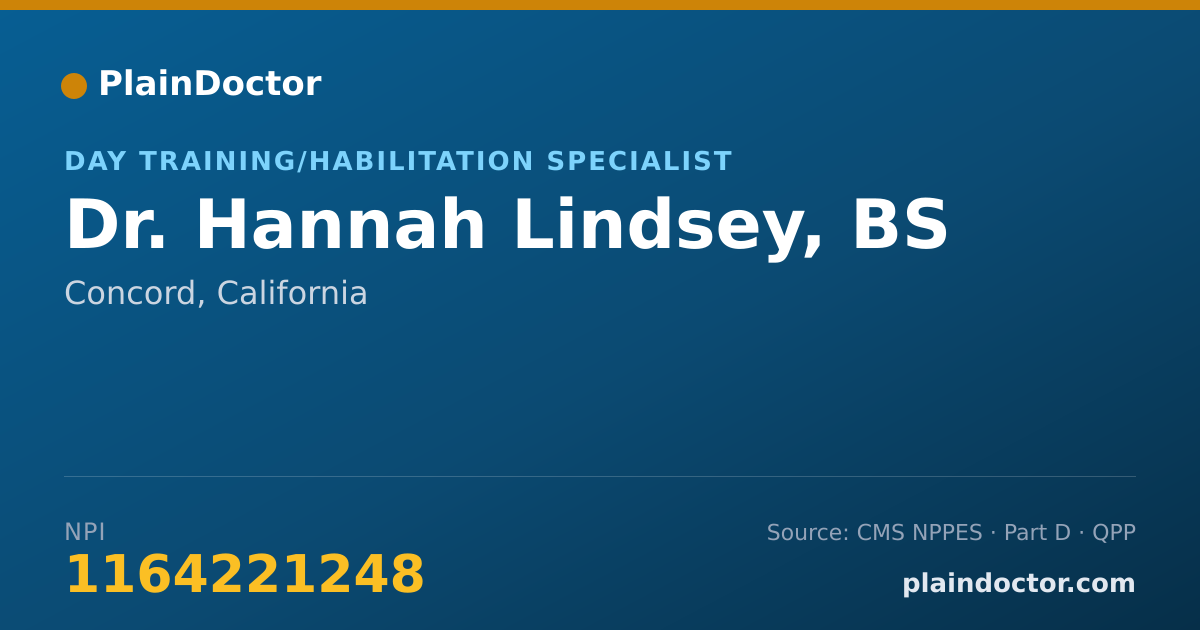 Shareable card for Hannah Lindsey, BS - Day Training/Habilitation Specialist, Concord, CA
