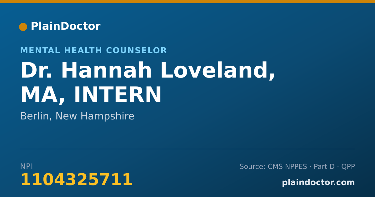 Shareable card for Hannah Loveland, MA, INTERN - Mental Health Counselor, Berlin, NH