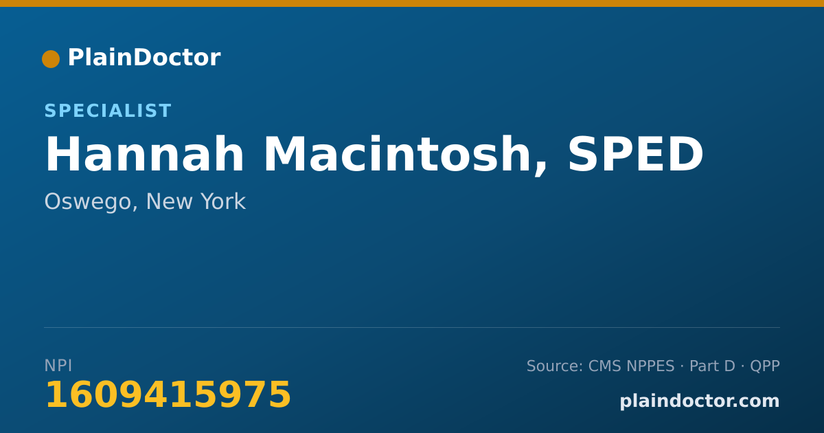 Shareable card for Hannah Macintosh, SPED - Specialist, Oswego, NY