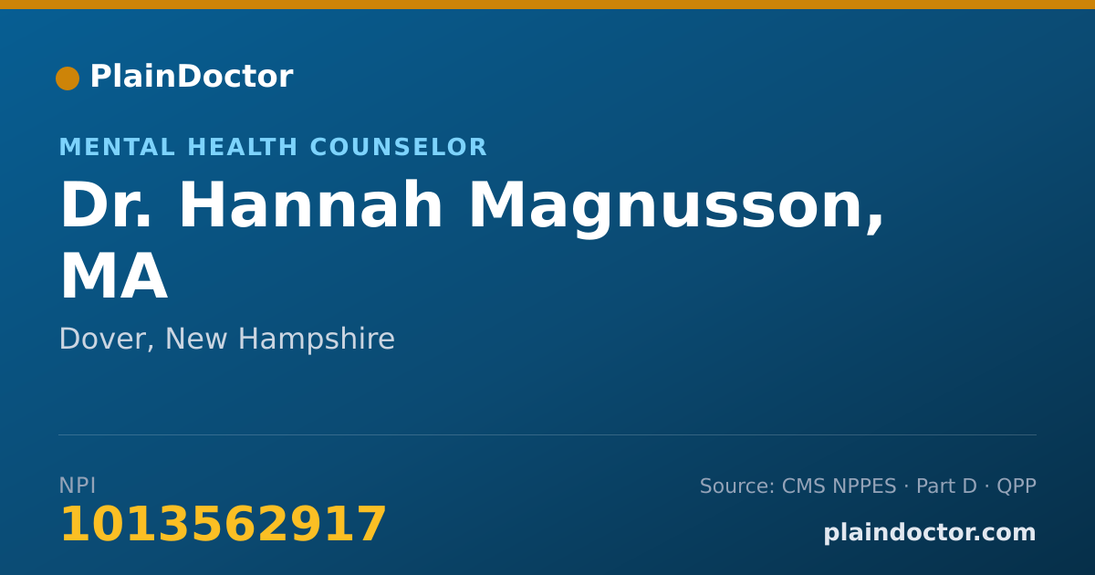 Shareable card for Hannah Magnusson, MA - Mental Health Counselor, Dover, NH