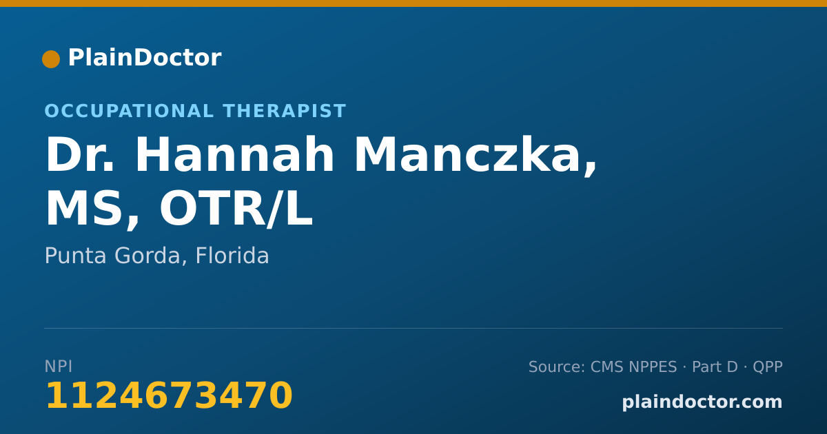 Shareable card for Hannah Manczka, MS, OTR/L - Occupational Therapist, Punta Gorda, FL