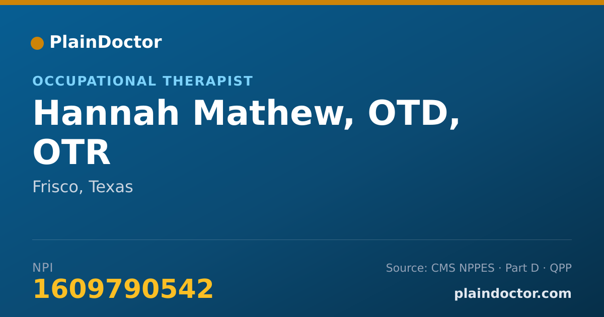 Shareable card for Hannah Mathew, OTD, OTR - Occupational Therapist, Frisco, TX