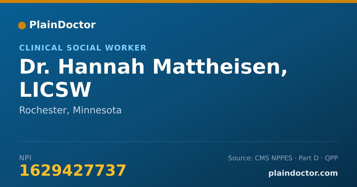 Shareable card for Hannah Mattheisen, LICSW - Clinical Social Worker, Rochester, MN