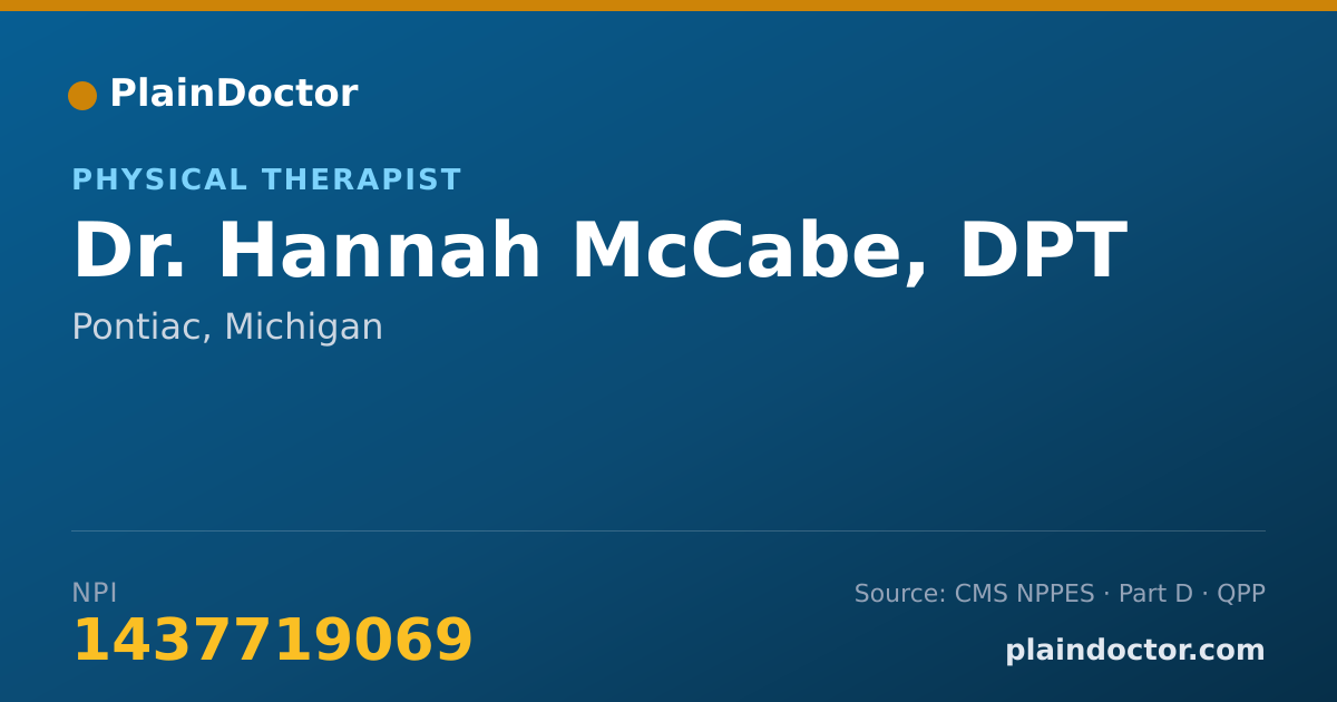 Shareable card for Hannah McCabe, DPT - Physical Therapist, Pontiac, MI