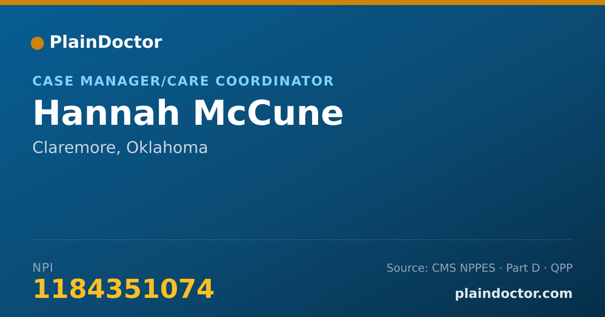 Shareable card for Hannah McCune - Case Manager/Care Coordinator, Claremore, OK