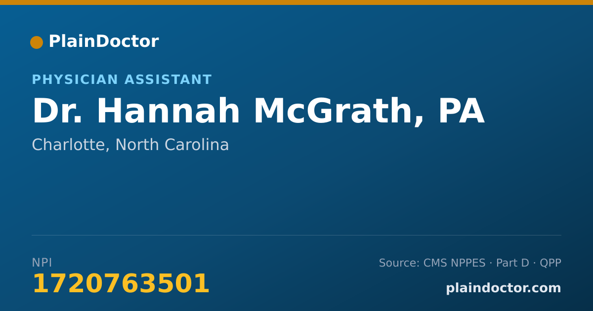 Shareable card for Hannah McGrath, PA - Physician Assistant, Charlotte, NC