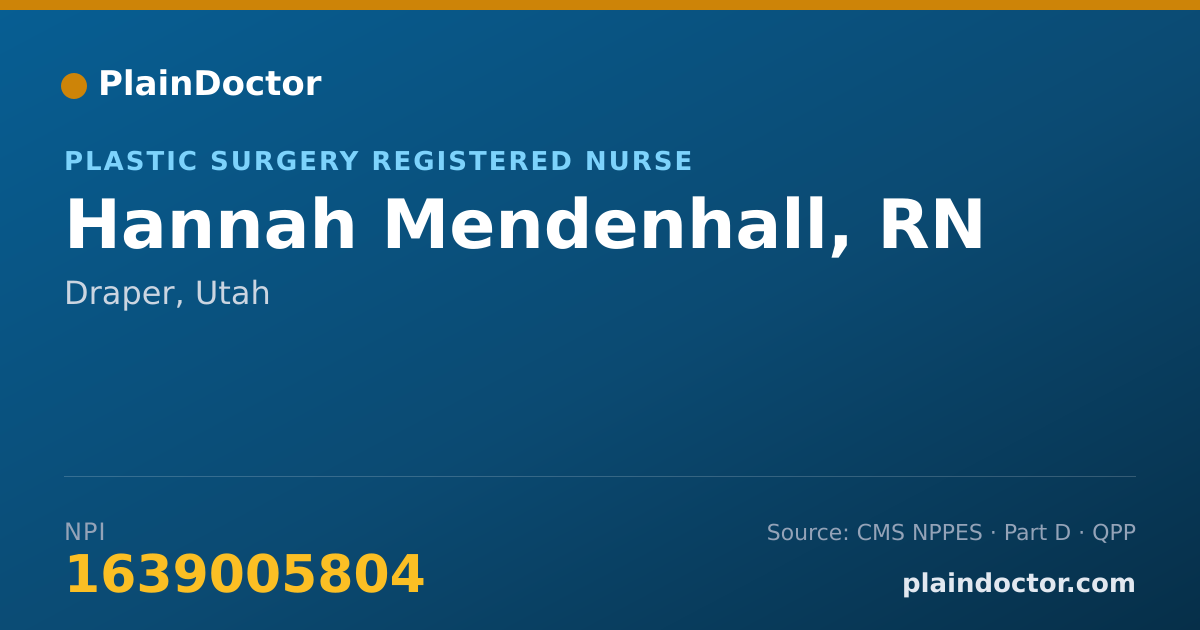 Shareable card for Hannah Mendenhall, RN - Plastic Surgery Registered Nurse, Draper, UT