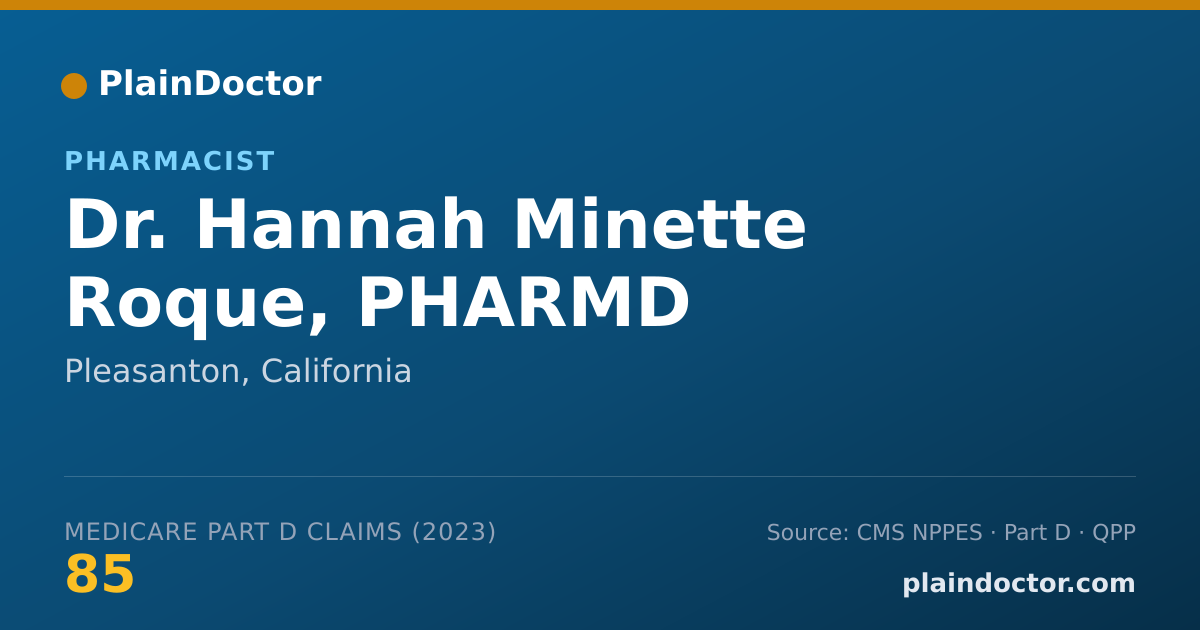 Shareable card for Hannah Minette Roque, PHARMD - Pharmacist, Pleasanton, CA