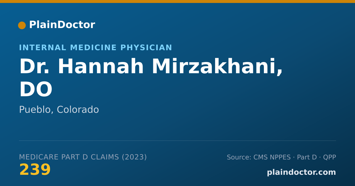 Shareable card for Hannah Mirzakhani, DO - Internal Medicine Physician, Pueblo, CO