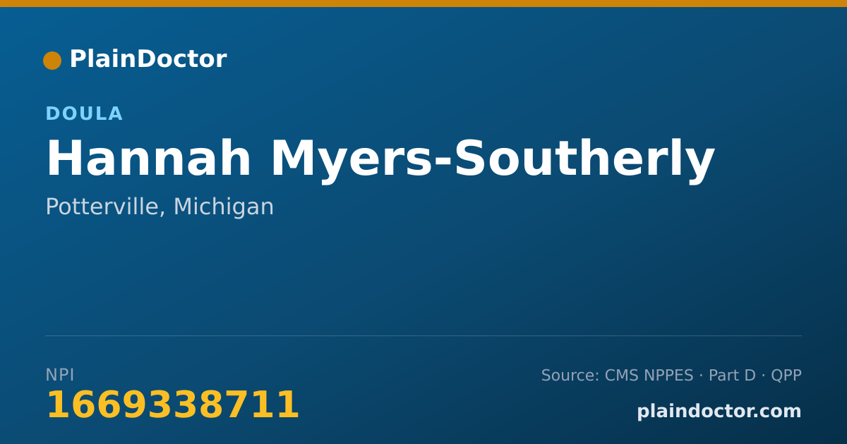 Shareable card for Hannah Myers-Southerly - Doula, Potterville, MI