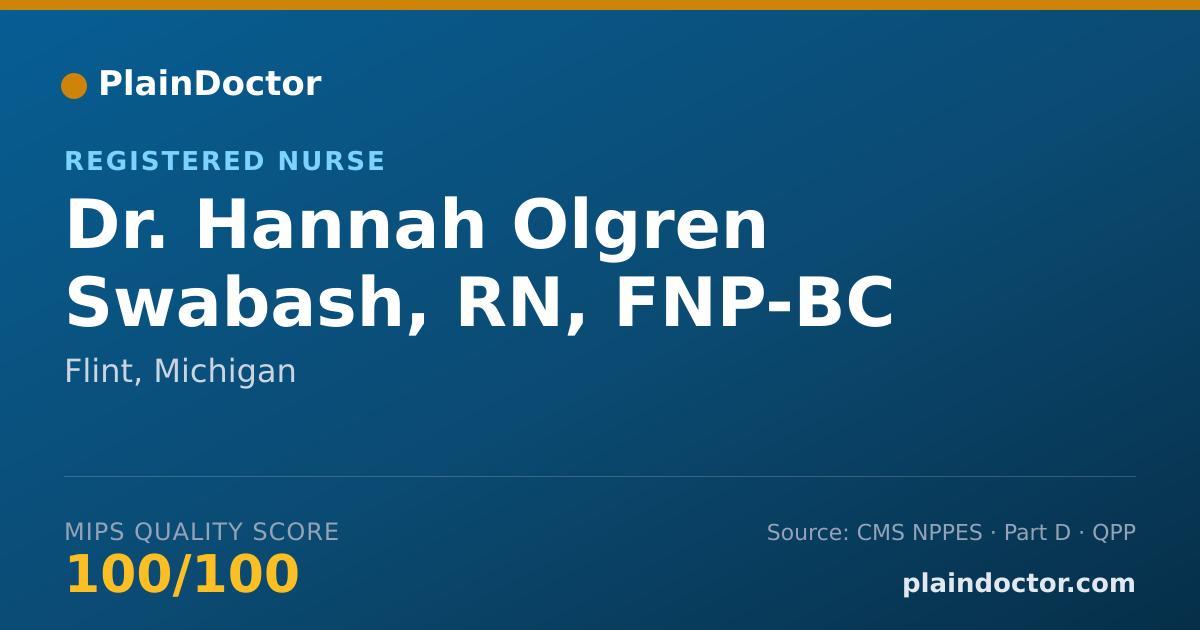 Shareable card for Hannah Olgren Swabash, RN, FNP-BC - Registered Nurse, Flint, MI