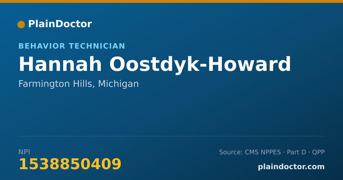 Shareable card for Hannah Oostdyk-Howard - Behavior Technician, Farmington Hills, MI