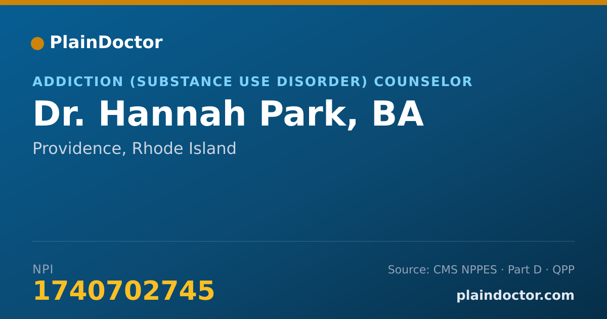 Shareable card for Hannah Park, BA - Addiction (Substance Use Disorder) Counselor, Providence, RI