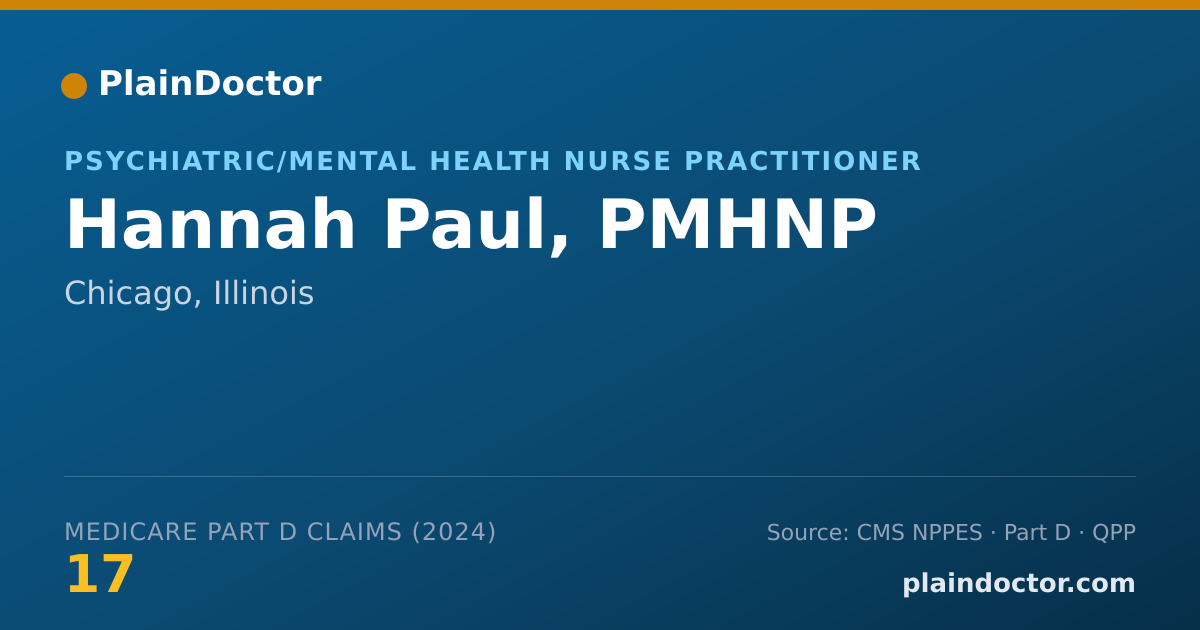 Shareable card for Hannah Paul, PMHNP - Psychiatric/Mental Health Nurse Practitioner, Chicago, IL