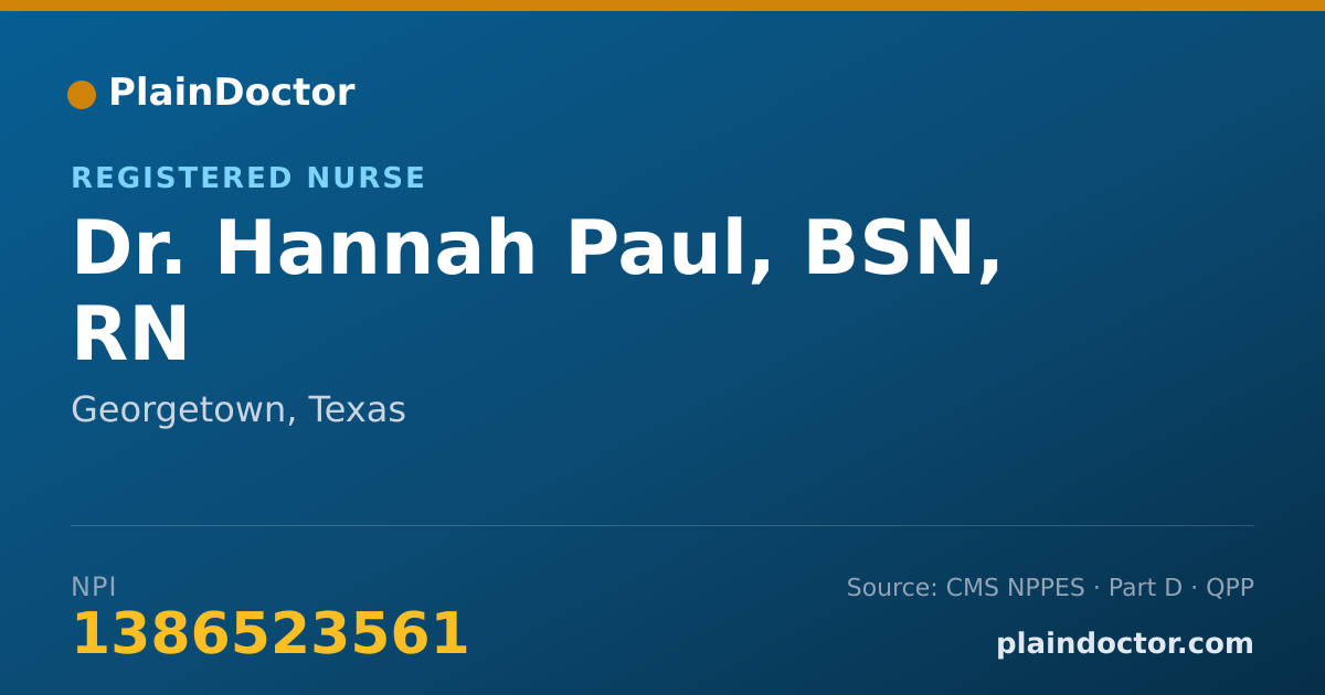 Shareable card for Hannah Paul, BSN, RN - Registered Nurse, Georgetown, TX
