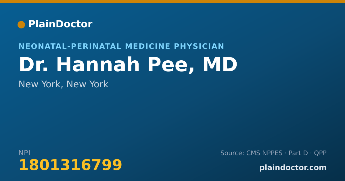 Shareable card for Hannah Pee, MD - Neonatal-Perinatal Medicine Physician, New York, NY