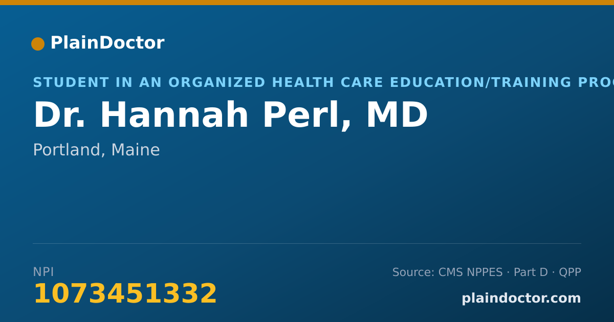 Shareable card for Hannah Perl, MD - Student in an Organized Health Care Education/Training Program, Portland, ME