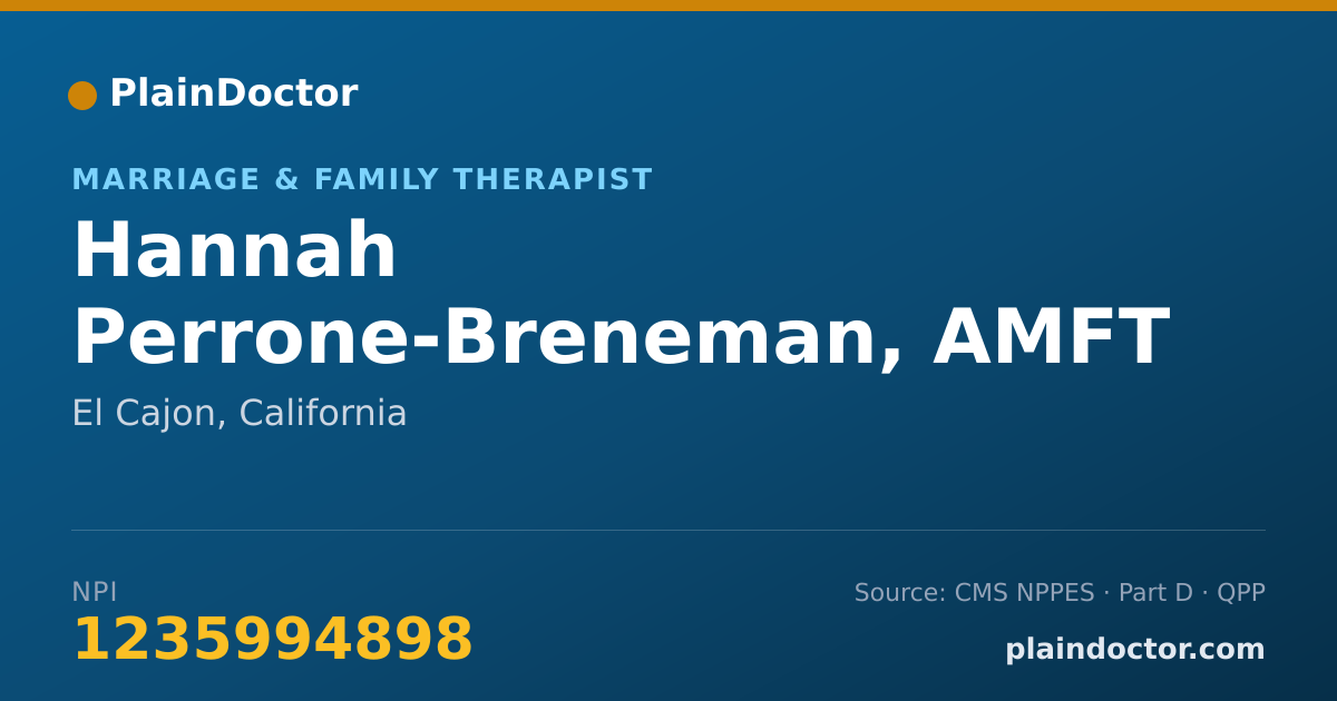 Shareable card for Hannah Perrone-Breneman, AMFT - Marriage & Family Therapist, El Cajon, CA