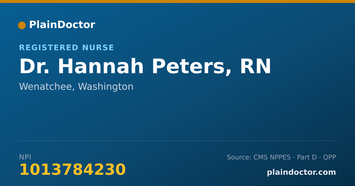 Shareable card for Hannah Peters, RN - Registered Nurse, Wenatchee, WA