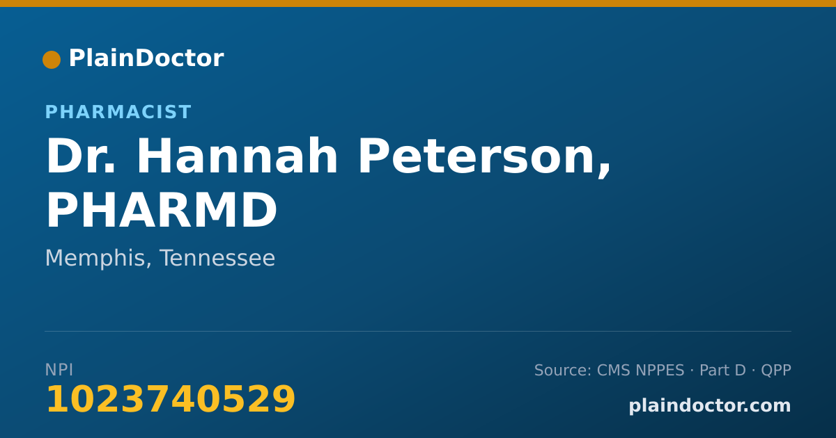 Shareable card for Hannah Peterson, PHARMD - Pharmacist, Memphis, TN