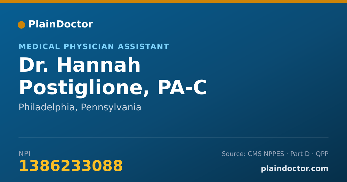 Shareable card for Hannah Postiglione, PA-C - Medical Physician Assistant, Philadelphia, PA