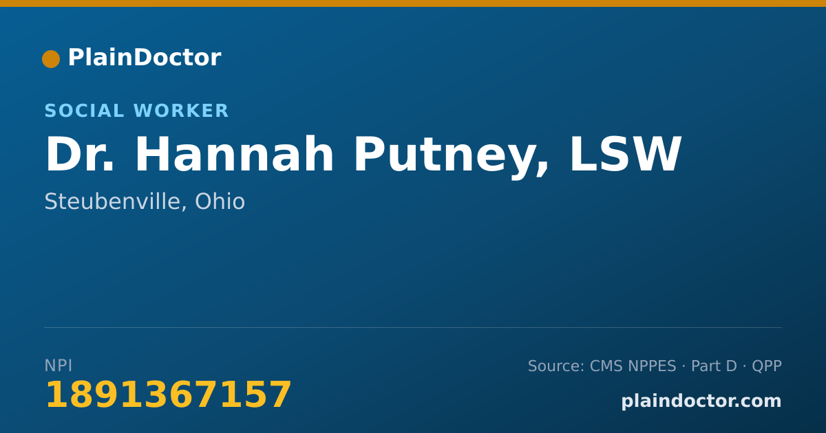 Shareable card for Hannah Putney, LSW - Social Worker, Steubenville, OH
