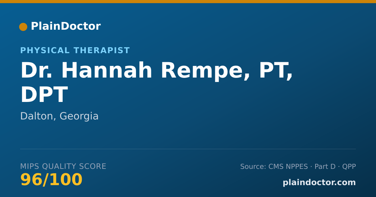 Shareable card for Hannah Rempe, PT, DPT - Physical Therapist, Dalton, GA