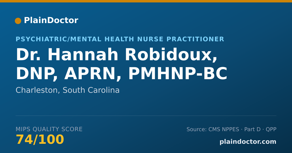 Shareable card for Hannah Robidoux, DNP, APRN, PMHNP-BC - Psychiatric/Mental Health Nurse Practitioner, Charleston, SC