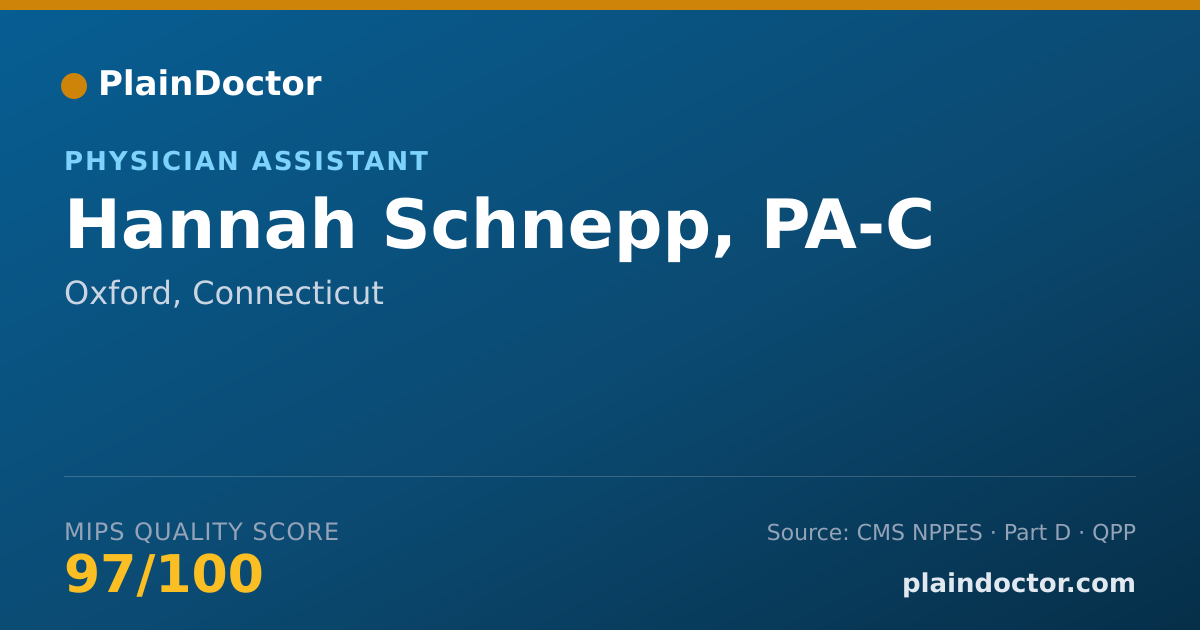 Shareable card for Hannah Schnepp, PA-C - Physician Assistant, Oxford, CT