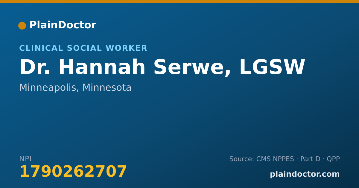 Shareable card for Hannah Serwe, LGSW - Clinical Social Worker, Minneapolis, MN
